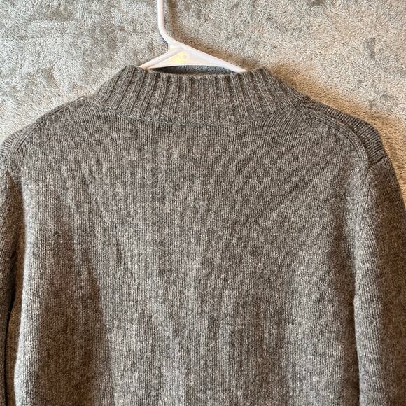 Garnet Hill Women's 100% Lambswool Cardigan Medium Grey Mock Neck Beading Medium - Picture 4 of 5
